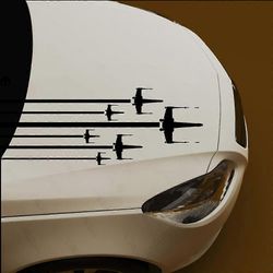 Autotarra Star Series X-Wing Squad Millennium Destroyer Ship Falcon Wars Tie Fighters Hood Auto Vehicle Decal Battle Empire Punainen 75cmwide X 33c...