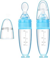 2 stykker baby silikone fodring ske, food feeder blå