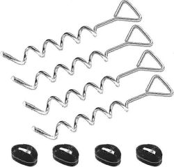 4 sarjaa Heavy Duty Trampoline Anchor Stakes Ground Anchor Kit - Ruostumattomasta teräksestä valmistetut panokset trampoliinin puutarhaleirikeinuun...