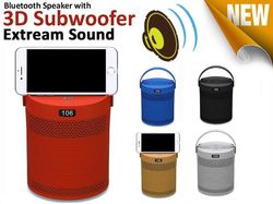 Ruili 3d Subwoofer Bluetooth-højttaler med Holder Fm Radio Tf Card Usb 4 Iphone Blå