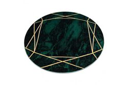 RugsX Eksklusiv EMERALD Carpet 1022 cirkel - glamour, stilfuld marmor, geometrisk flaske grøn / guld circle 120 cm