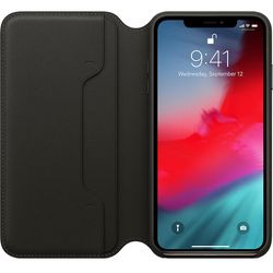 Apple Iphone X / Xs Max nahkainen folio puhelinkotelo kansi musta / sininen / punainen