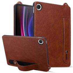 Samsung Galaxy Tab A9 X110 X115 -kotelolle, käsihihna ja jalusta, nahkainen tablettisuoja - ruskea Monivärinen Brown