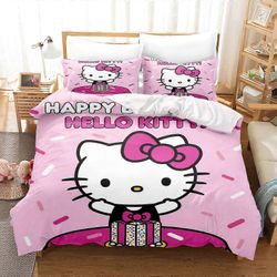 y974 Lakanat Hello Kitty pussilakanasetti Vuodevaatteet 3-osainen setti 1 peitto Ylellinen lasten parivuodelakana VVB974 135x200cm 53x78in