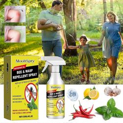 Bee & Wasp Repellent Spray, ampiaissuihke luonnollisilla kasvipohjaisilla piparminttuöljyillä Bee spray, karkote ja ampiaiset patioille, puutarhoih...