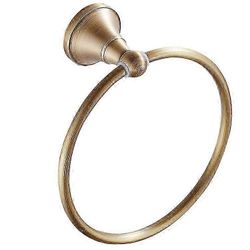 Messinkinen pyyherengas, harjattu ja antiikkiviimeistely, seinään kiinnitettävä käsipyyheteline kylpyhuoneeseen