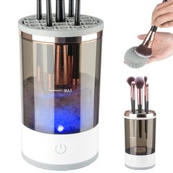 Frusde Elektrisk Makeup Brush Cleaner, Makeup Brush Cleaner Machine, Automatisk kosmetisk børsterens Makeup Brush Tools, Gift For Women Girl Grå-hvit