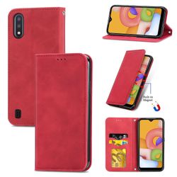 Gangxun Sag til Samsung Galaxy A01 Magnetisk lukning Læder Tegnebog Cover Housse Etui Shockproof - Rød