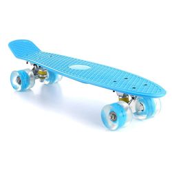 Ebox Pastel farve mini longboard med førte blinkende fire hjul retro skateboard Blå