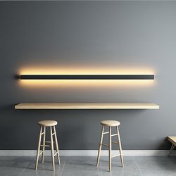 Phube Minimalist Creative Contemporary Led -taustaseinävalaisin Musta himmennettävä kaukosäätimellä 200CM