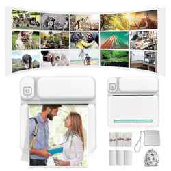 Mini 57 mm:n lämpö-Bluetooth-tulostimet Android- ja iOS-matkapuhelimille, joissa on langattomat kuvien tulostusominaisuudet, Flye1984 Sininen
