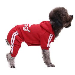 Witdreamer 4 ben Kæledyr Hundetøj Kat Hvalpefrakke Sport Hættetrøjer Varm sweater Jakke Tøj Rød L