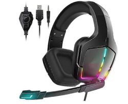 Pelikuulokemikrofoni PS4 Ps5 PC Xbox One Switch -kuulokkeet mikrofonilla Dynaamiset Rgb LED Effect -pelikuulokkeet tietokoneelle (musta) Zekai