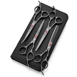 6.0inch Pet Gromming Saks Professionel rustfrit stål Blade Hund Cat Hair Cutting Barber Tools sort