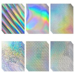 24 arkkia holografinen kartonki 8.5x11in, 250gsm / 92lb 6 sekoitettua tyyliä metallinen kartonki kiiltävä iride Monivärinen