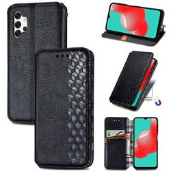 Kompatibel med Samsung Galaxy A32 5g Flip Case Etui Vintage Wallet Flip Cover med magnetisk lukning Coque - Blå sort