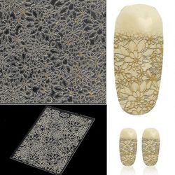 Kvinder Nail Art Hollow Klistermærker Guld Sølv Hvid Nail Sticker Manicure Tools
