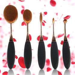 Oval Face Eye Makeup Brush Sort Guld Bløde børster Tandbørste Type 5 Pc'er Sæt