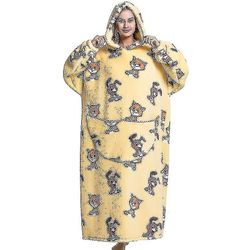 Tegneserie Super Long Hooded Blanket Luksus Vinter Overdimensjonerte hettegensere Genser Flanell Giant Lazy TV Blanket Pyjamas Varm badekåpe W katt...