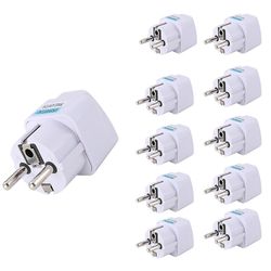 10kpl eurooppalainen Schuko-pistokesovitin, tyyppi E / f Global Universal Travel Converter Saksalle, Ranskalle, Korealle, Venäjälle, Alankomaille, ...