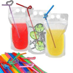 100 kpl juomapusseja, joissa on 100 pillinreikää läpikuultavia suljettavia vetoketjullisia muovipusseja - RiRi