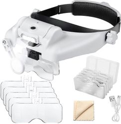 1x - 14x pääpannan suurennuslasi LED-valolla, handsfree-päähän kiinnitettävä suurennuslasi visiirikuulokkeet luuppityökalut ammattimaisiin koruihin...