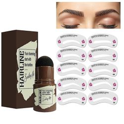 Mikasa Øjenbryn Seal Shaping Kit Vandtæt øjenbryn pudder seal fyldigere øjenbryn Shaper Makeup Tool Mørkegrå 10 stencils