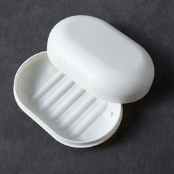 Sæbeskåle, plast Bruser Sæbekasse med låg, rejse Candy Color Sæbe Protector Sag Opbevaring Holder Badeværelse Supplies (white2 stk)