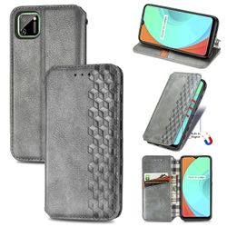 Kompatibel med Realme C11 Flip Case Etui Vintage Wallet Flip Cover med magnetisk lukning Coque - Blå grå