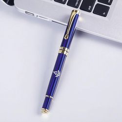 Bricks Masons Gratis gravering metal signatur frimurerisk orb pen - (flere farver / bilag) Blå