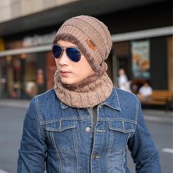 Varychmoo Unisex Strikket Slouch Hue Hatte Rør Tørklæde Sæt Vinter sne varmere ski caps Khaki
