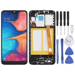 TFT LCD-näyttö Samsung Galaxy A20e Digitizer Full Assembly kehyksellä (musta)