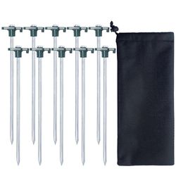 10pc-Pack Stål Ikke-Rust Udendørs Camping Familie Telt Pop Up Baldakin Stakes (Army Green)