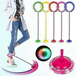 Lasten LED-vilkkuva nilkkahyppynaru valaisevalla pallolla, ohittava harjoituslelu ulkokuntoiluun hauska lahja Vaaleanpunainen