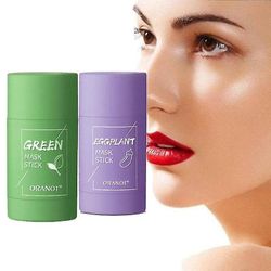 Jying Grøn te Aubergine rensende Clay Facial Mask Stick Deep Cleansing Oil-kontrol Kridtning Face Anti-acne Hudpleje Lilla 2stk