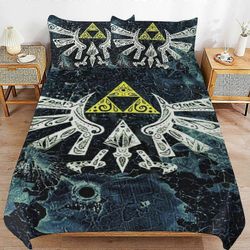 v1250 Lakanat The Legend of Zelda Comforter Set3 kpl Peittopeitesetti Pehmeät vuodevaatteet Se kaikkina vuodenaikoina (1 pussilakana ja 2 tyynyliin...