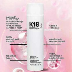 150ml K18 Leave-In Molecular Hair Mask Original Repair Molecular Hair Damaged Dry Frizzy 4 minuutin hoito Kosteuta 8 kpl 150 ml