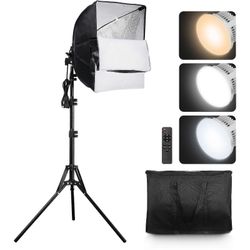 Succebuy Softbox-valaistussarja 45W LED-lampuilla, 16" x 16", 3000-6500K säädettävä värilämpötila, jalustajalusta, valokuvaukseen, Vedio-tallennus