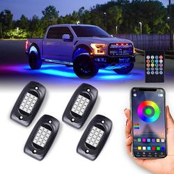 Rgb Led Rock Lights Kit 15led med Bluetooth App Control Blinkande musikläge Hjulbrunnslampa för lastbil Atv Utv 4pod