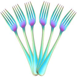 Flatware Sets Rainbow 6 Piece Dinner Fork Set 18/10 Rustfritt stål Kjøkken Bestikk 8 tommer