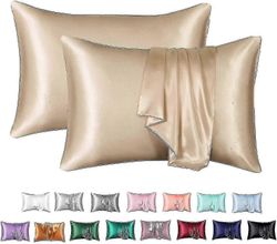 Silkkinen tyynyliina 2 pakkausta, 100% mulperisilkki tyynyliina hiuksille ja iholle, lankamäärä silkkityyny Zekai Keltainen 20 X 30