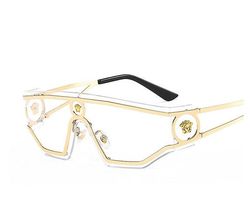 Langytx 2022 Nye kvinders solbriller Siamese Head Metal Solbriller Briller Catwalk Rock Fashion Ins Street Mænds solbriller ROCK7 Normal
