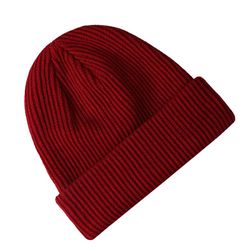 Höst Vinter Unisex Sticka Ull Mössa Hatt Ensfärgat Elastisk Varm Skullies Keps För Män Kvinnor Utomhus Löpning Cykling Hatt vin rött Elastic