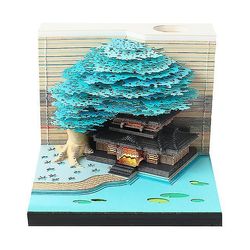 Qeen Omoshiroi blokk 3d notisblokk kuber 190sheets Treehouse Led Memo Pad 3d kalender slott 3d notatpapir julenyttårsgaver 2024 Hage2