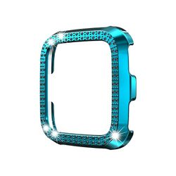 JVY Til Fitbit versa / versa lite PC Dobbelt-række diamantindkapslet beskyttelsesskal (Rock Teal)