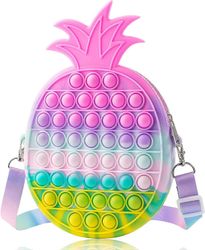 Ubiuo Pop ananaslaukku Fidget lelut tytöille, iso sateenkaari pop fidget laukku, värikäs push bubble stressin lievitys aistinvaraiset lelut, käsila...