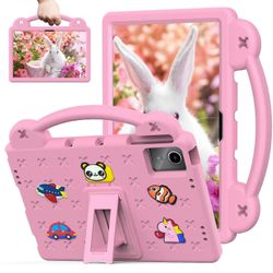 Lasten tablettikotelo Lenovo Tab M11/P11 11 tuumalle, sisäänrakennettu jalusta ja kahva, pinkki iskunkestävä Redmi Pad SE:lle ja Doogee T30 Prolle