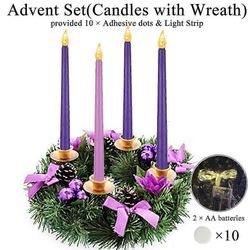 unbrand 4 ~ 48kpl LED-adventtikynttilät, joissa on 4 tai 5 joulun kartiomainen liekitön kynttilä, jossa adventtiseppele violetti vaaleanpunainen va...