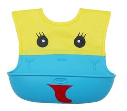 Silikone Tegneserie Mønster Baby Bib, Bærbar Vandtæt Bib gul