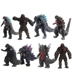 2024 8kpl Godzilla vs Kong -elokuva 3.5" Toimintahahmot Lelu Godzilla King Kong Titan Beast Collection Model Kids -lahja